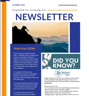 Newsletter from Trunorth Dynamics dated October 7, 2025, featuring company updates and information.